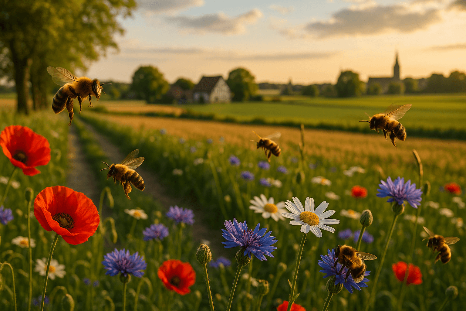 Münsterländer Landschaft mit blühenden Rapsfeldern